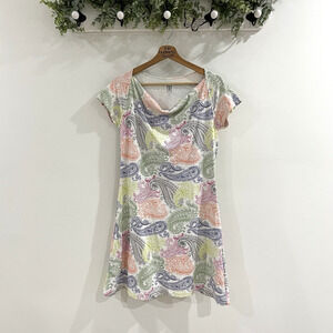 Title Nine Women's Paisley Print Cowl Neck A-Line Mini Dress Size Small Multi